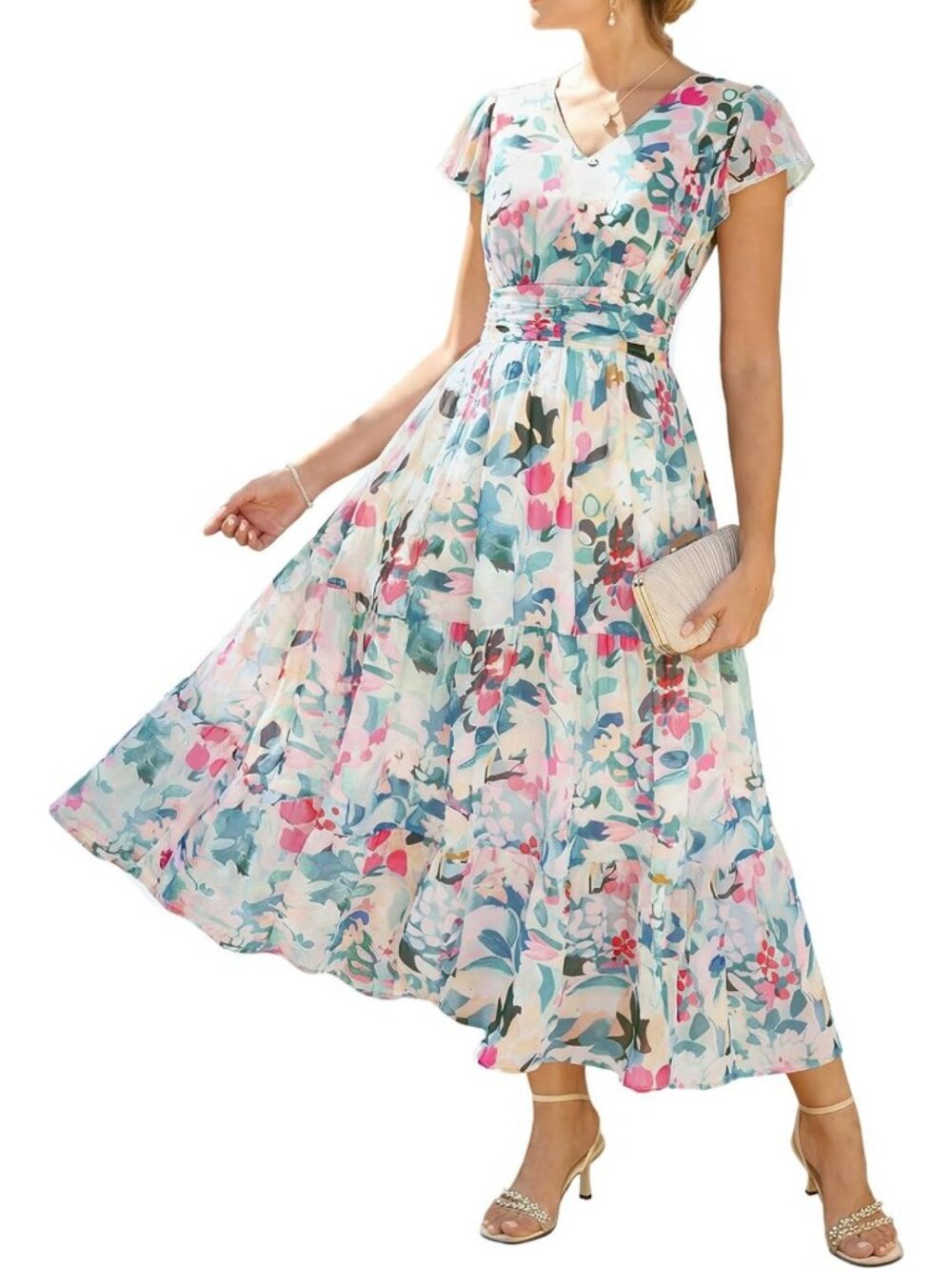 Floral Maxi Summer Dress for Women | Elegant Wedding Guest Outfit